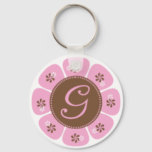 Bruin en Roze Monogram G Sleutelhanger