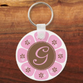 Bruin en Roze Monogram G Sleutelhanger (Voorkant)
