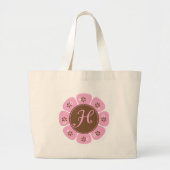 Bruin en Roze Monogram H Grote Tote Bag (Voorkant)