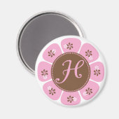 Bruin en Roze Monogram H Magneet (Voorkant / Achterkant)