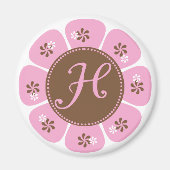 Bruin en Roze Monogram H Magneet (Voorkant)