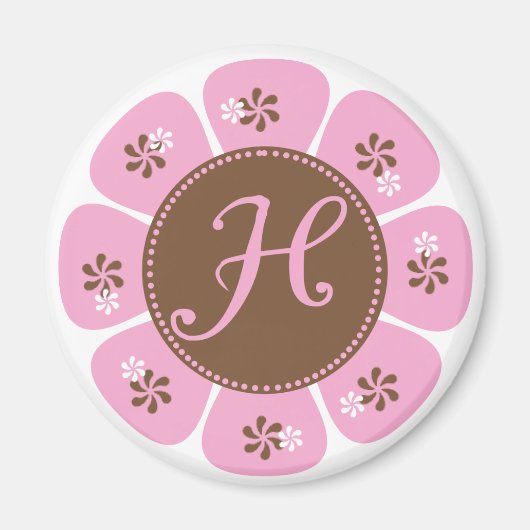 Bruin en Roze Monogram H Magneet (Voorkant)