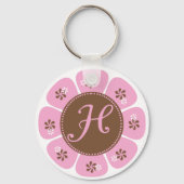 Bruin en Roze Monogram H Sleutelhanger (Voorkant)