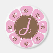 Bruin en Roze Monogram J Magneet (Voorkant)