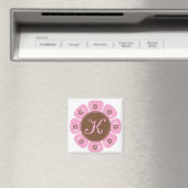 Bruin en Roze Monogram K Magneet (Insitu (Vaatwasser))