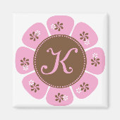 Bruin en Roze Monogram K Magneet (Voorkant)