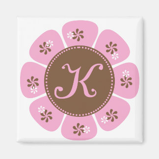 Bruin en Roze Monogram K Magneet