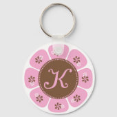 Bruin en Roze Monogram K Sleutelhanger (Voorkant)