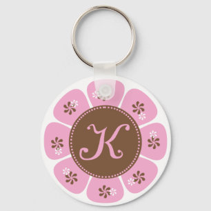 Bruin en Roze Monogram K Sleutelhanger