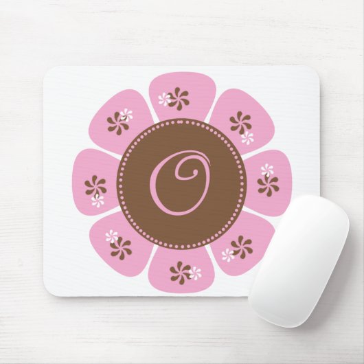 Bruin en Roze Monogram O Muismat (Met muis)