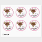 Bruin en roze olifant | Baby shower Ronde Sticker (Vel)