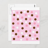 Bruin- en roze pokadots briefkaart (Voorkant / Achterkant)