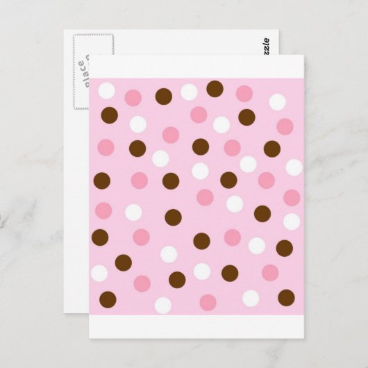 Bruin- en roze pokadots briefkaart (Voorkant / Achterkant)