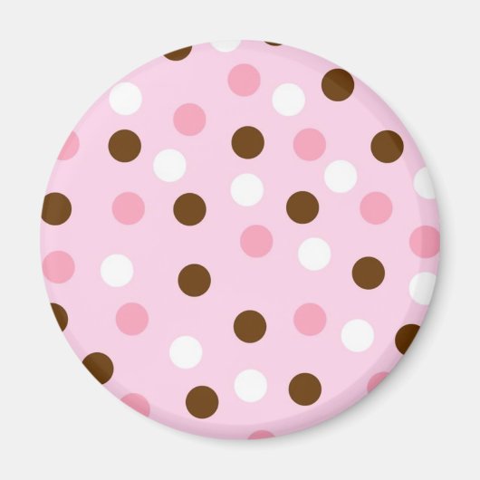 Bruin- en roze pokadots magneet (Voorkant)