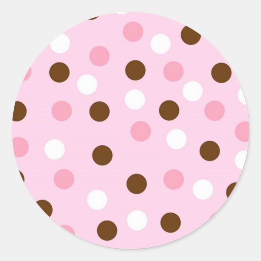 Bruin- en roze pokadots ronde sticker (Voorkant)