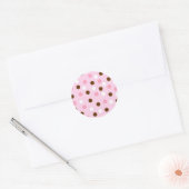 Bruin- en roze pokadots ronde sticker (Envelop)