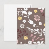 Bruin en Roze  Romantic Floral Pattern Briefkaart (Voorkant / Achterkant)