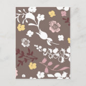 Bruin en Roze  Romantic Floral Pattern Briefkaart (Voorkant)