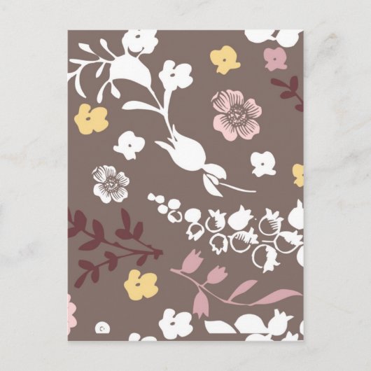 Bruin en Roze  Romantic Floral Pattern Briefkaart (Voorkant)