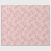 Bruin en Roze Schattige Modern Kerstmis Cadeaupapier (Vlak)