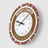 Bruin en roze Stippen Mam's Diner Grote Klok (Hoek)