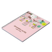 Bruin- en roze vogelkooien en bloemen notitieboek (Linkerzijde)