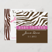 Bruin en roze Zebra Babyschoenen Kaart (Voorkant / Achterkant)