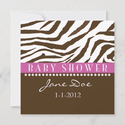 Bruin en roze Zebra Babyschoenen Kaart (Voorkant)