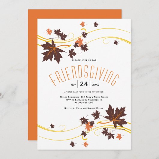 Bruin en sinaasappel esdoorn bladeren herfst Frien Kaart (Voorkant / Achterkant)