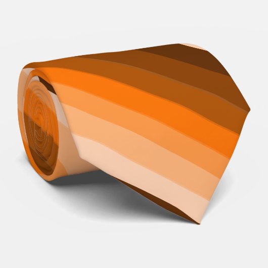 Bruin en Sinaasappel Gestreept Stropdas (Opgerold)