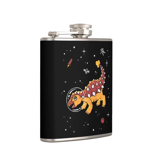 Bruin en Tan Ankylosaurus Dinos in de ruimte Heupfles (Rechts)