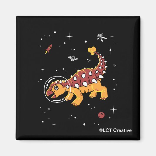 Bruin en Tan Ankylosaurus Dinos in de ruimte Magneet (Voorkant)