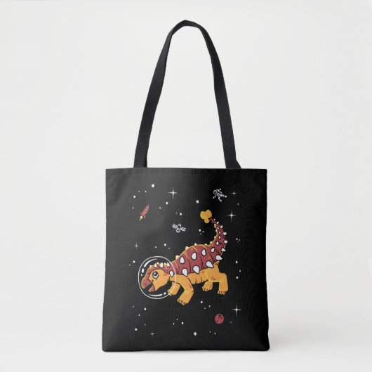 Bruin en Tan Ankylosaurus Dinos in de ruimte Tote Bag (Voorkant)