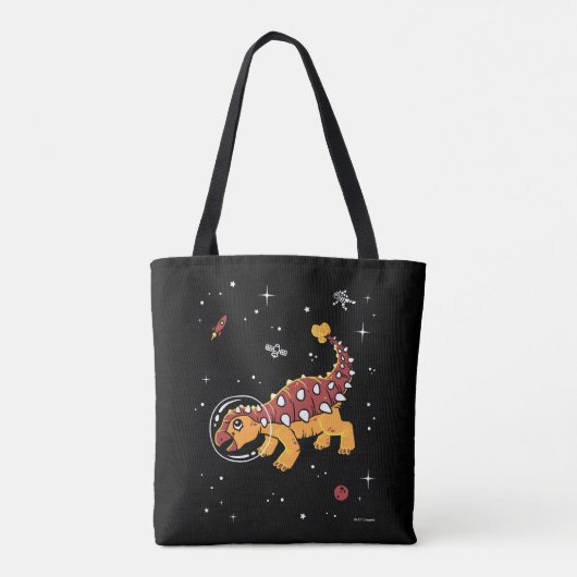 Bruin en Tan Ankylosaurus Dinos in de ruimte Tote Bag (Achterkant)