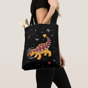 Bruin en Tan Ankylosaurus Dinos in de ruimte Tote Bag