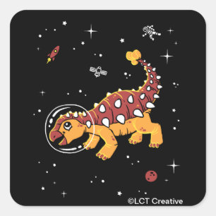 Bruin en Tan Ankylosaurus Dinos in de ruimte Vierkante Sticker