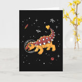 Bruin en Tan Ankylosaurus Dinos in Ruimte Kaart (Gele Bloem)