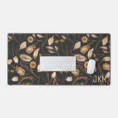 Bruin en Tan Bohemian Foliage Monogram Bureaumat (Keyboard & Muis)