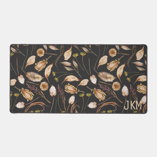 Bruin en Tan Bohemian Foliage Monogram Bureaumat (Voorkant)