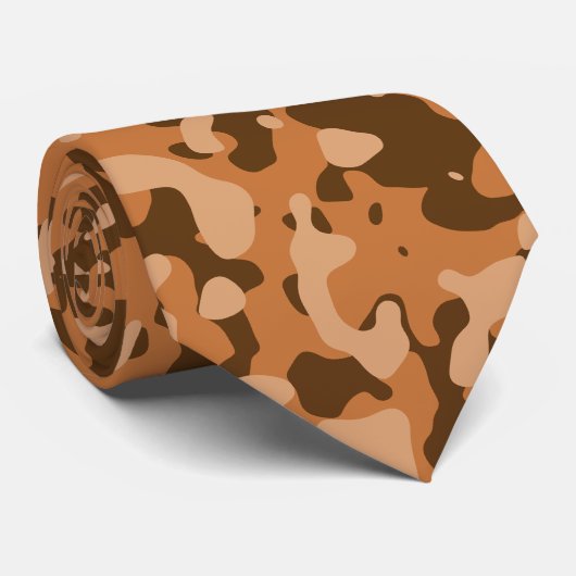 Bruin en Tan Camouflage Camo Pattern Design Stropdas (Opgerold)