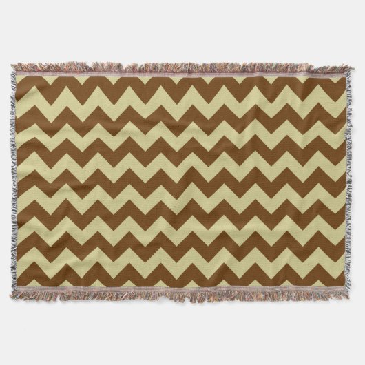 Bruin en Tan Chevron zigzag patroon Deken (Voorkant)