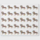 Bruin en Tan Dapple Short Hair Dachshund Pattern Cadeaupapier (Vlak)