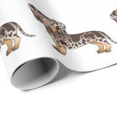 Bruin en Tan Dapple Short Hair Dachshund Pattern Cadeaupapier (Rol Hoek)