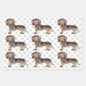 Bruin en Tan Dapple Short Hair Dachshund Pattern Inpakpapier Vel (Voorkant 3)
