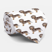 Bruin en Tan Dapple Short Hair Dachshund Pattern Stropdas (Opgerold)