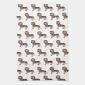 Bruin en Tan Dapple Short Hair Dachshund Pattern Theedoek (Verticaal)