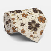 Bruin en Tan Faux Borduurwerk Stropdas (Opgerold)