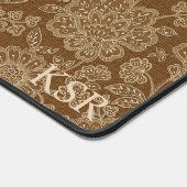  Bruin en Tan Floral Monogram Bureaumat (Hoek)