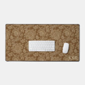 Bruin en Tan Floral Monogram Bureaumat (Keyboard & Muis)