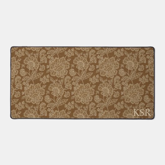  Bruin en Tan Floral Monogram Bureaumat (Voorkant)